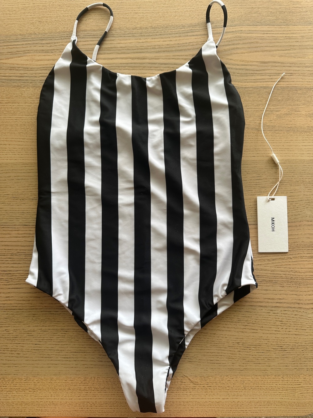 Mikoh Black and White Vertical Stripe One-Piece Swimsuit